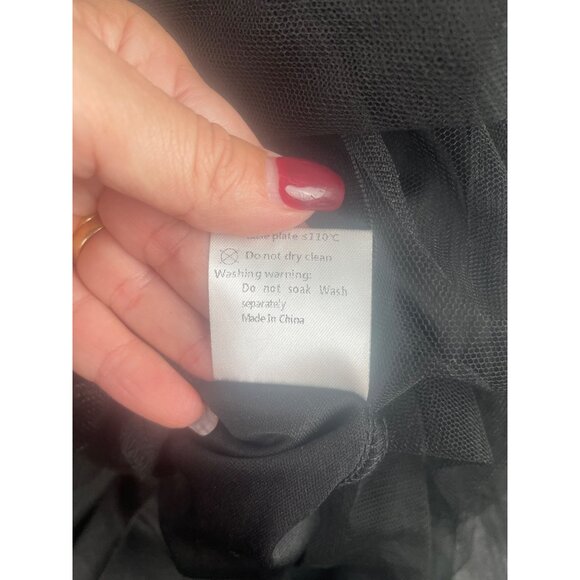 Black Tulle Lace Dress With Sequins Veil L Dead Bride Black Wedding Goth Fairy - Picture 10 of 14